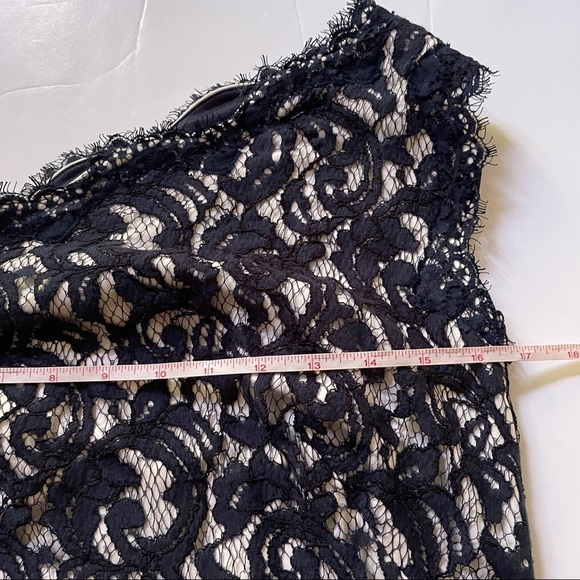 Tadashi Shoji Blue & White Lace One Shoulder Dress Size 10 - Picture 9 of 13